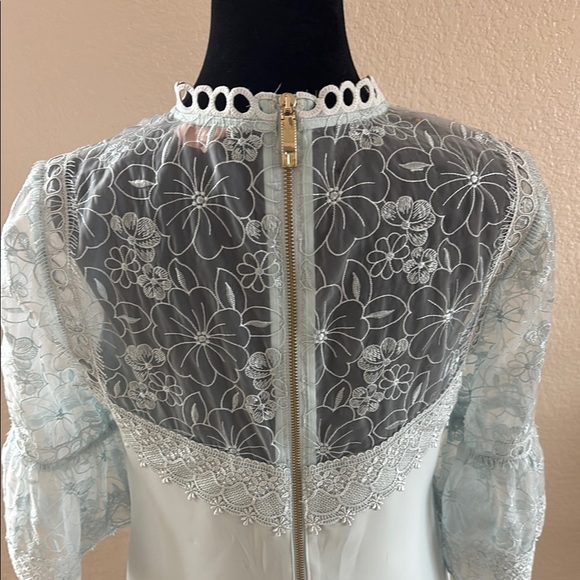 Ted Baker London Pastel Blue Embroidered Rachael Lace Elegant Dress - Picture 7 of 9